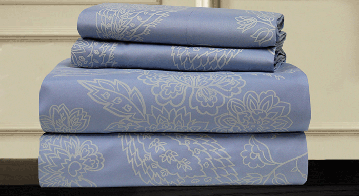 PRINTED PAISLEY SHEET SET BLUE